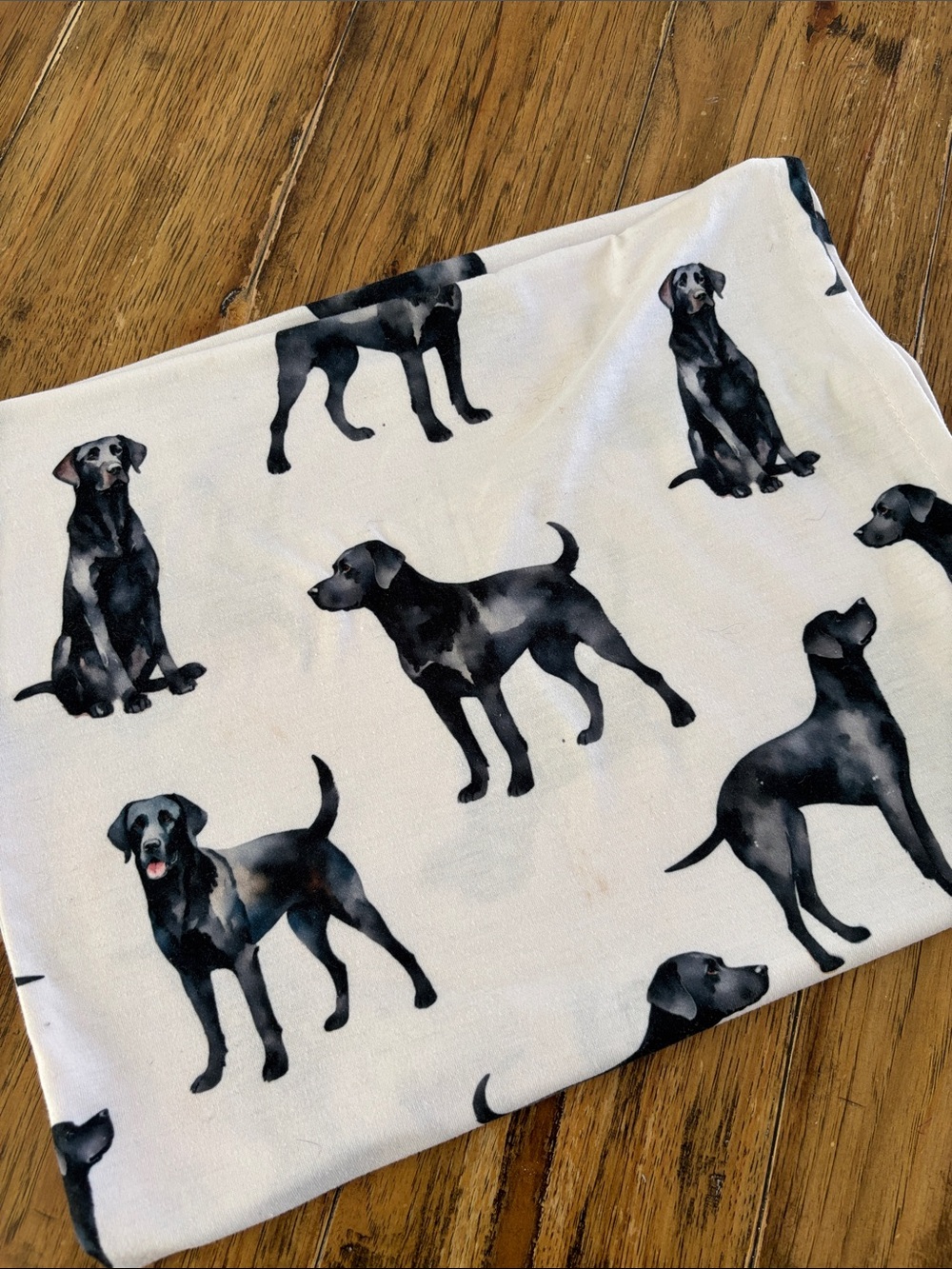 Black Labrador baby swaddle .Plush White Pet Blanket with Black Labrador Pattern